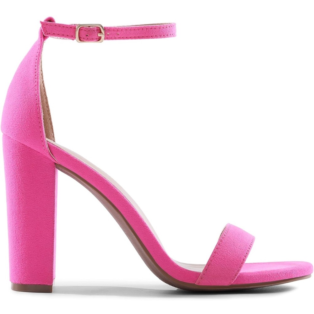 DREAM PAIRS Women's Hi-Chunk Pink High Heel Pump Sandals